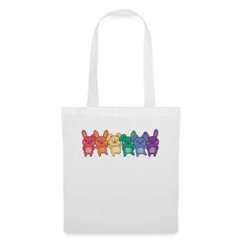 Regenbogen Hase Flag Pride LGBTQ süße Hasen - Stoffbeutel - Weiß - Vorne