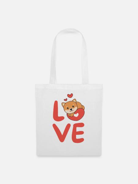 Shiba Inu zum Valentinstag süße Tiere Herzen Love - Mulepose - hvid