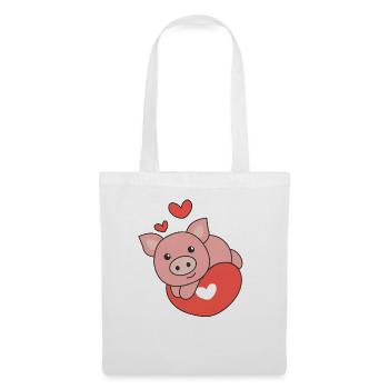 Cochon pour la Saint-Valentin coeur d’animaux mignons - Sac en tissu - blanc - Devant