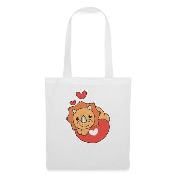 Triceratops pour la Saint-Valentin mignons animaux coeurs - Sac en tissu - blanc - Devant