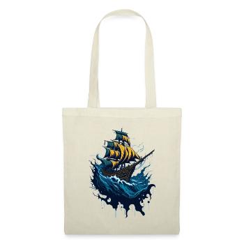 Bateau pirate dans les mers orageuses - Sac en tissu - nature - Devant