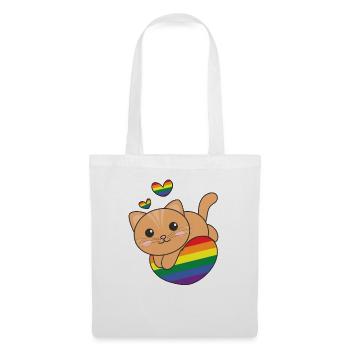 Regenbogen Flag Pride LGBTQ süßes Katze Love - Stoffbeutel - Weiß - Vorne