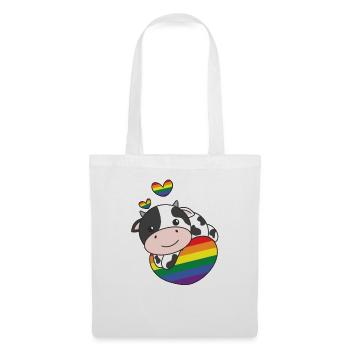 Regenbogen Flag Pride LGBTQ süßes Kuh Love - Stoffbeutel - Weiß - Vorne