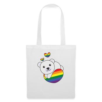 Rainbow Flag Pride LGBTQ Mignon Polar Bear Love - Sac en tissu - blanc - Devant
