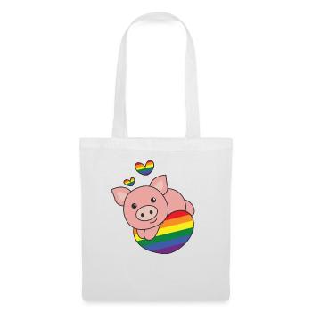 Rainbow Flag Pride LGBTQ Mignon Cochon Amour - Sac en tissu - blanc - Devant