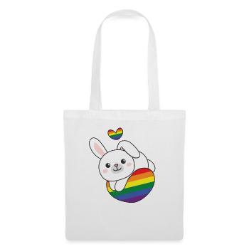 Regenbogen Flag Pride LGBTQ süßes Hase Love - Stoffbeutel - Weiß - Vorne
