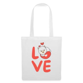 Alpaga pour la Saint-Valentin Animaux mignons Coeurs Amour - Sac en tissu - blanc - Devant