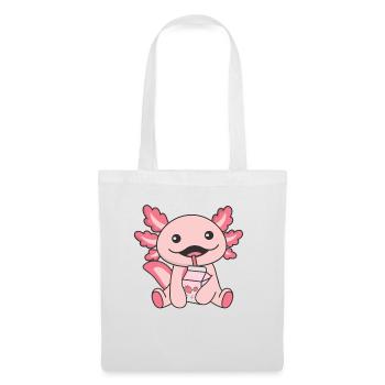 Axolotl Erdbeermilch retro kawaii japan Axolotl - Stoffbeutel - Weiß - Vorne