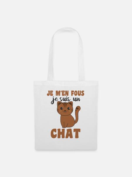 Je m'en fous je suis un chat - süße Katze - Stoffbeutel - Weiß