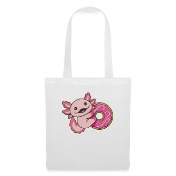 Süßer Axolotl lustige Tiere mit Donut pinke donuts - Stoffbeutel - Weiß - Vorne