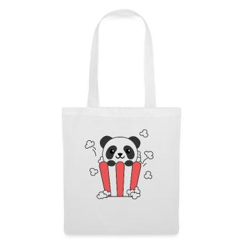 Panda Popcorn Time animaux drôles dans la restauration rapide - Sac en tissu - blanc - Devant
