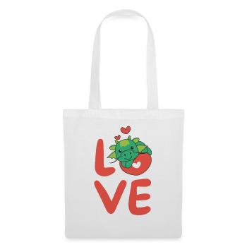 Dragon pour la Saint-Valentin Animaux mignons Cœurs Amour - Sac en tissu - blanc - Devant