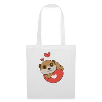 Erdmännchen zum Valentinstag süße Tiere Herzen - Stoffbeutel - Weiß - Vorne