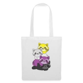Nonbinary Flag Pride LGBTQ Mignon Raccoon Stack - Sac en tissu - blanc - Devant