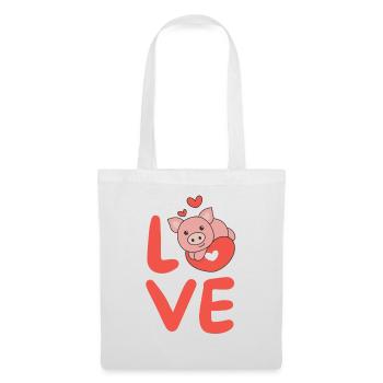 Cochon pour la Saint-Valentin Animaux mignons Cœurs Amour - Sac en tissu - blanc - Devant