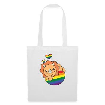 Rainbow Flag Pride LGBTQ Mignon Triceratops Love - Sac en tissu - blanc - Devant