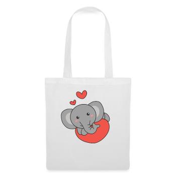 Elefant zum Valentinstag süße Tiere Herzen - Stoffbeutel - Weiß - Vorne