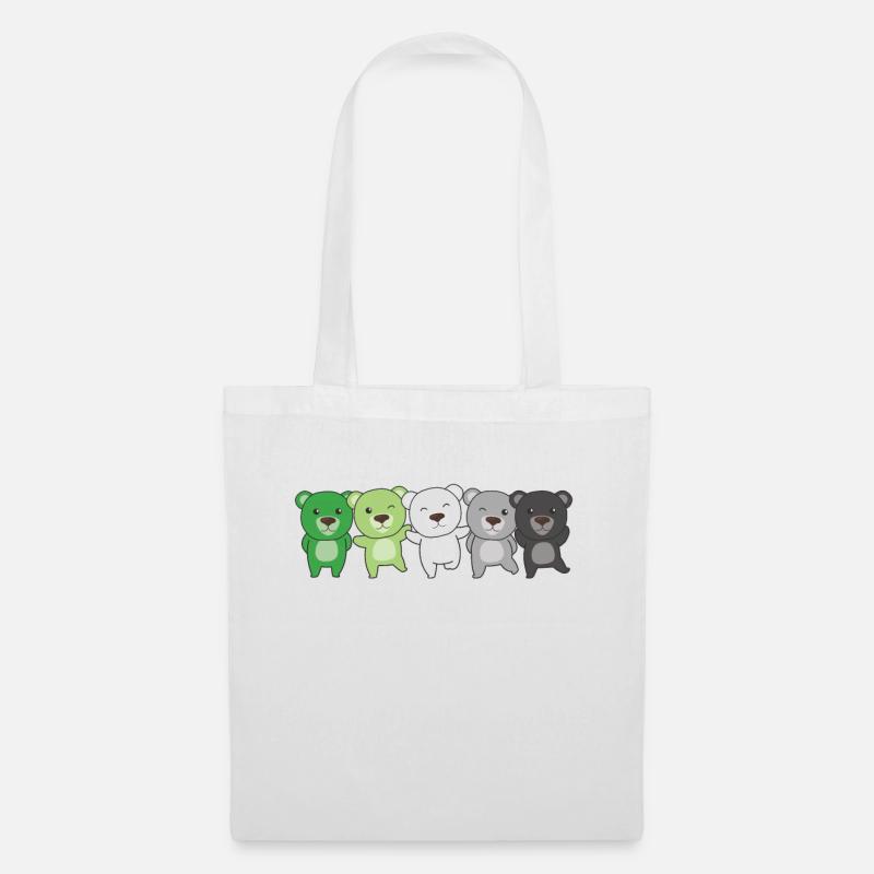 Aromantik Flag Pride LGBTQ süßer Bär - Stoffbeutel - Weiß