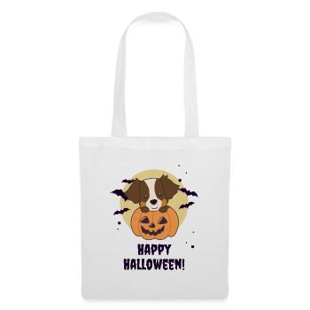 Sheperd australien dans Pumpkin Sweet Happy Halloween - Sac en tissu - blanc - Devant