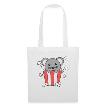 Mouse Popcorn Time animaux drôles dans la restauration rapide - Sac en tissu - blanc - Devant