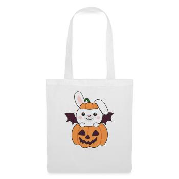Bunny Happy Halloween Pumpkin Bat Costume - Tote Bag - white - Front