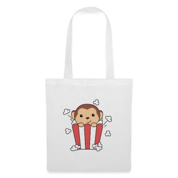 Monkey Popcorn Time animaux drôles dans la restauration rapide - Sac en tissu - blanc - Devant