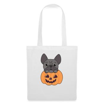 Bouledogue français citrouille chiens mignons joyeux Halloween - Sac en tissu - blanc - Devant