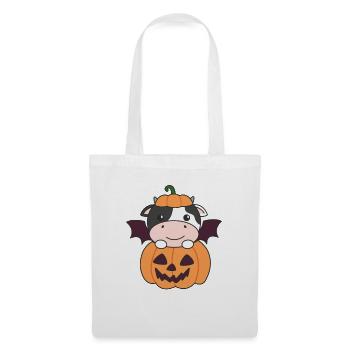 Cow Happy Halloween Pumpkin Bat Costume - Tote Bag - white - Front