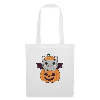 Cat Happy Halloween Pumpkin Bat Costume - Tote Bag - white - Front