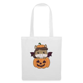 Horse Happy Halloween Pumpkin Bat Costume - Tote Bag - white - Front