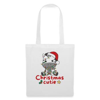 Zebra Weihnachten Zebras Christmas Cutie - Stoffbeutel - Weiß - Vorne