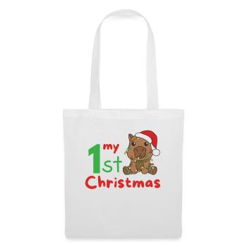 Capybara Weihnachten Capybaras my 1st Christmas - Stoffbeutel - Weiß - Vorne