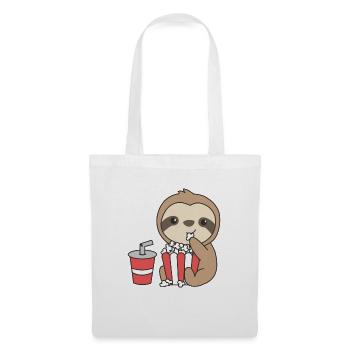 Sloth Popcorn Time animaux drôles dans la restauration rapide - Sac en tissu - blanc - Devant