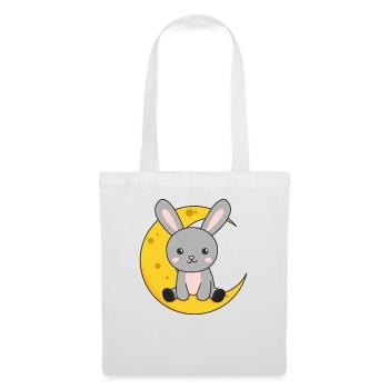 Lapin lune animaux mignons pour les enfants pour la nuit - Sac en tissu - blanc - Devant