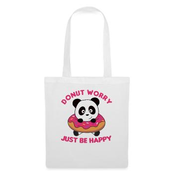 Süßer Panda lustige Tiere in Donut pink - Stoffbeutel - Weiß - Vorne