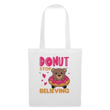 Süßer Bär lustige Tiere in Donut pink - Stoffbeutel - Weiß - Vorne
