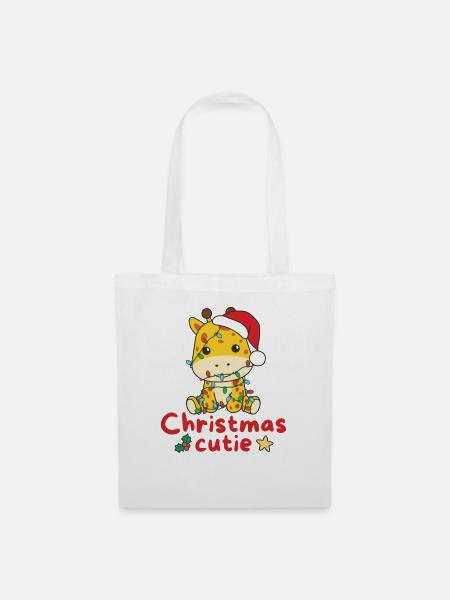 Giraffe Weihnachten Giraffen Christmas Cutie - Stoffbeutel - Weiß