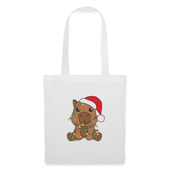 Capybara Weihnachten Winter Tiere Capybara - Stoffbeutel - Weiß - Vorne