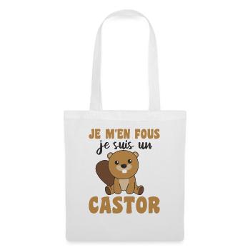 Je m'en fous je suis un castor - süßer Biber - Stoffbeutel - Weiß - Vorne