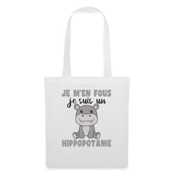 Je m'en fous je suis un hippopotame - Hippo - Stoffbeutel - Weiß - Vorne