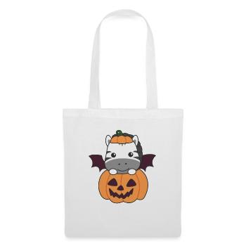 Zebra Happy Halloween Pumpkin Bat Costume - Tote Bag - white - Front