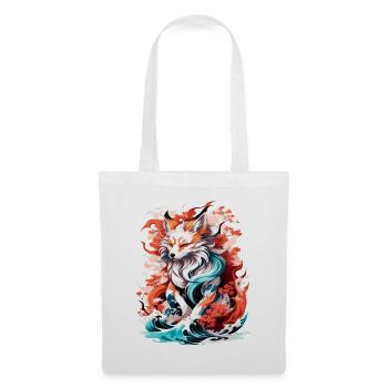 Waves of Fantasy: Elegant Japanese Kitsune Fox - Tote Bag - white - Front