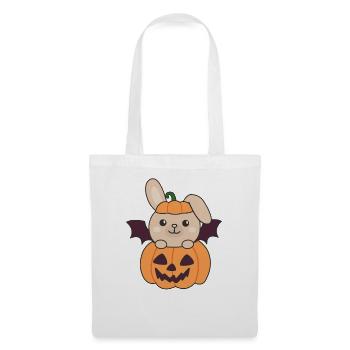 Bunny Happy Halloween Pumpkin Bat Costume - Tote Bag - white - Front