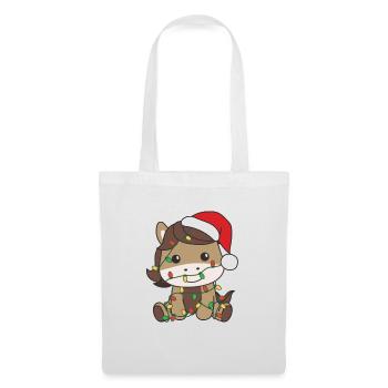 Cheval Noël Animaux d’hiver Cheval - Sac en tissu - blanc - Devant