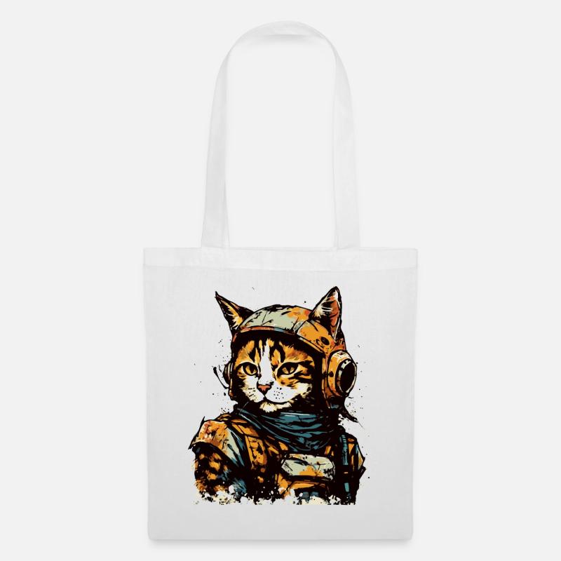 Aquarell Weltraum Piloten Katze - Stoffbeutel - Weiß