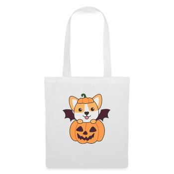 Corgi Happy Halloween Pumpkin Bat - Tote Bag - white - Front