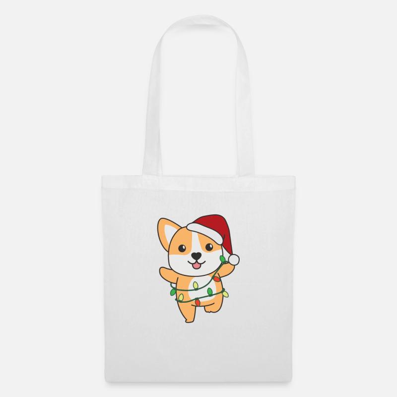 Corgi Weihnachten Winter Tiere Hunde - Stoffbeutel - Weiß