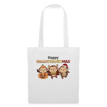 Joyeux Hallothanksmas Singe de Noël Singe - Sac en tissu - blanc - Devant