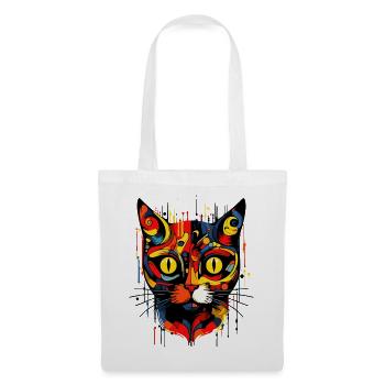 abstrakte Kunst Katze - Stoffbeutel - Weiß - Vorne