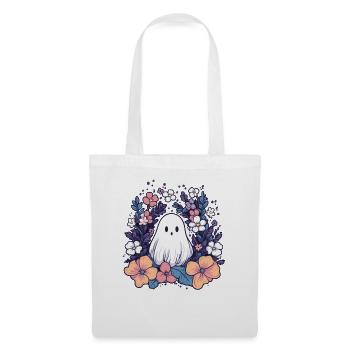 Halloween groovy Geist Hippie Blumen Vintage - Stoffbeutel - Weiß - Vorne